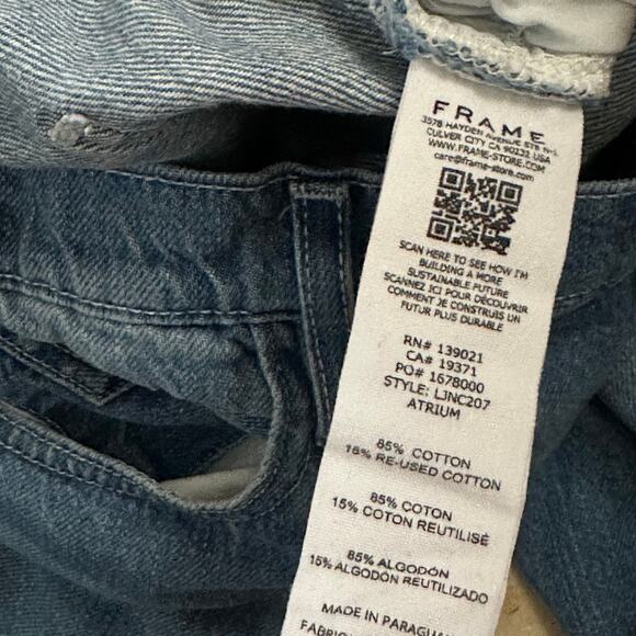 Frame 32 Le Jane Ankle Cropped High Rise Straight Leg Jeans Denim Cottom Blue - Picture 9 of 10